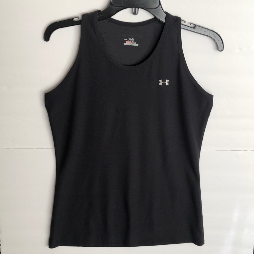 Under Armour heatgear Black Racerback Sleeveless Active Workout Top Shir…